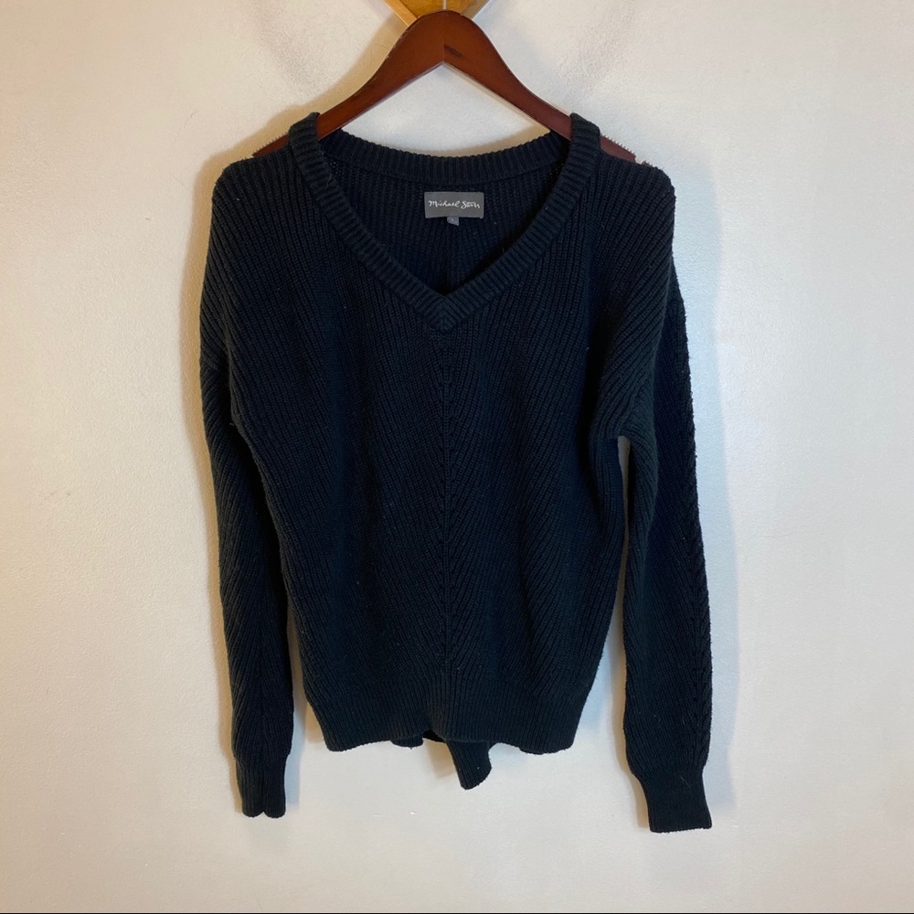 Michael Stars V-neck Sweater with Shoulder-Cut Out